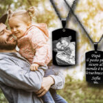 Collana con Foto per Papà Incisione Personalizzata con 1 Dedica