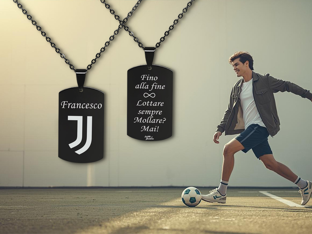 Collana per Tifoso Bianconero Personalizzata con Nome e Dedica