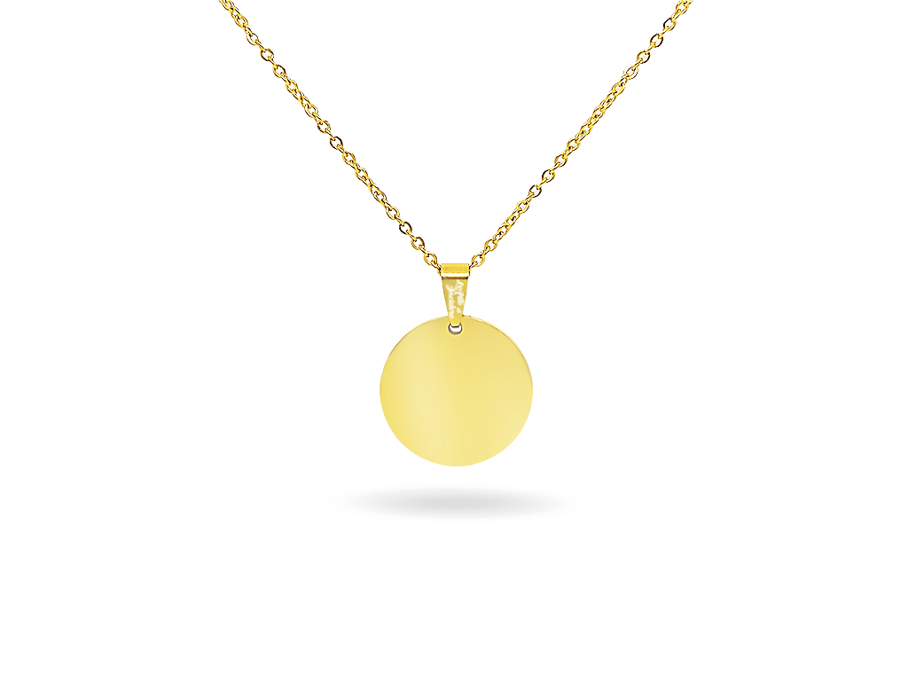 Collana ciondolo tondo medio dorato incisione personalizzata 1 per lato Collana ciondolo tondo medio dorato incisione personalizzata 1 per lato