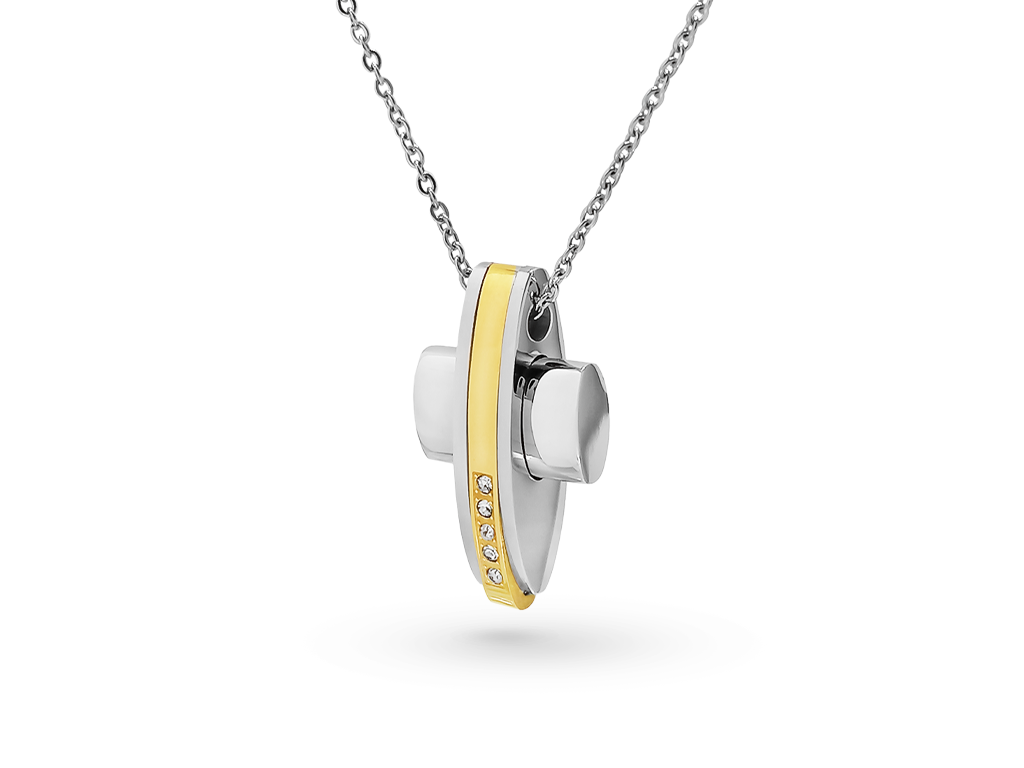 Collana Croce uomo 1 Incisione personalizzata con dettagli dorati e punti luce Collana Croce uomo 1 Incisione personalizzata con dettagli dorati e punti luce