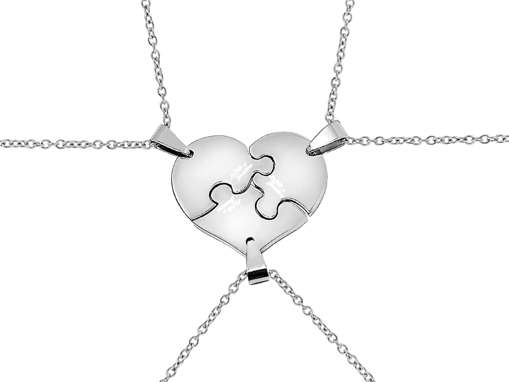 Collana puzzle cuore incisione personalizzata con 3 pezziSITO Collana puzzle cuore incisione personalizzata con 3 pezzi