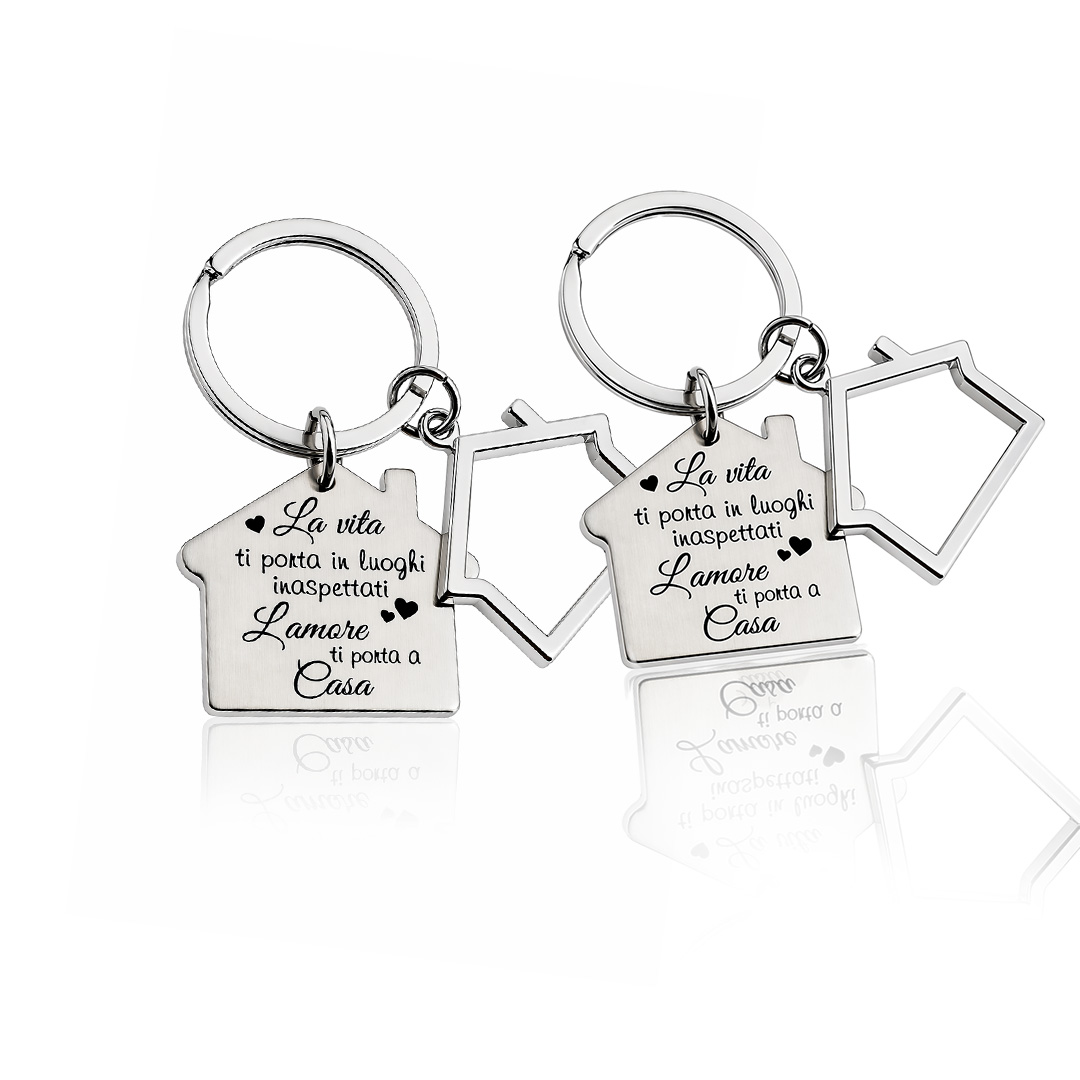 Portachiavi Casa per Coppia Personalizzati con Incisione