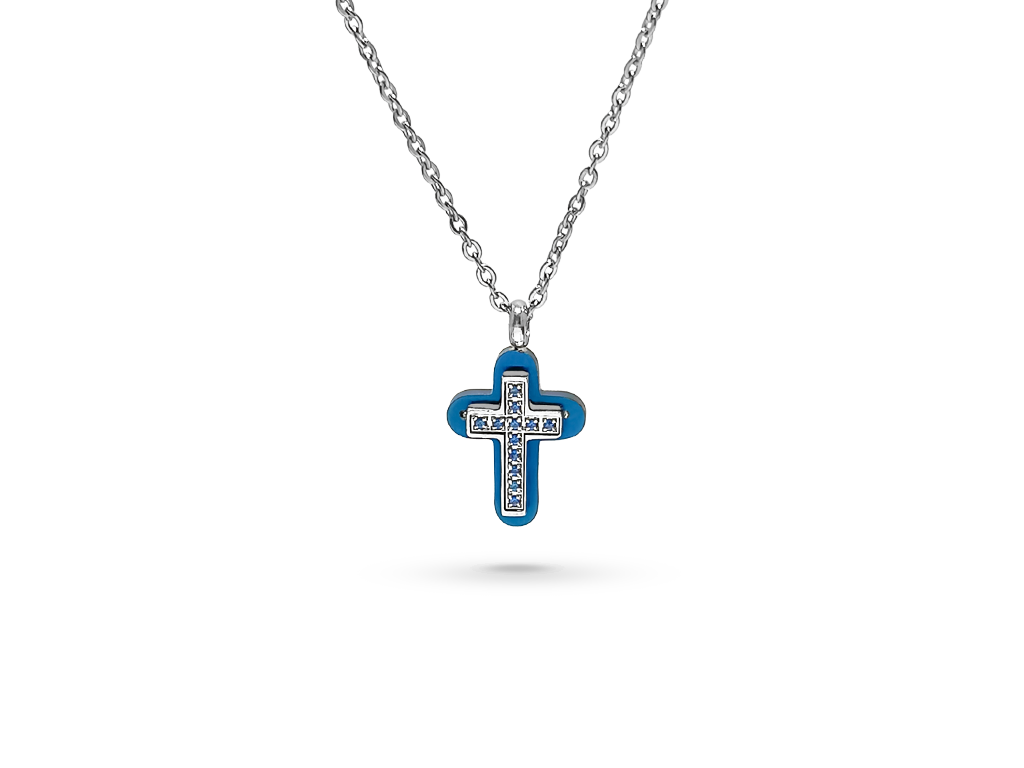 collana croce blu frtonte