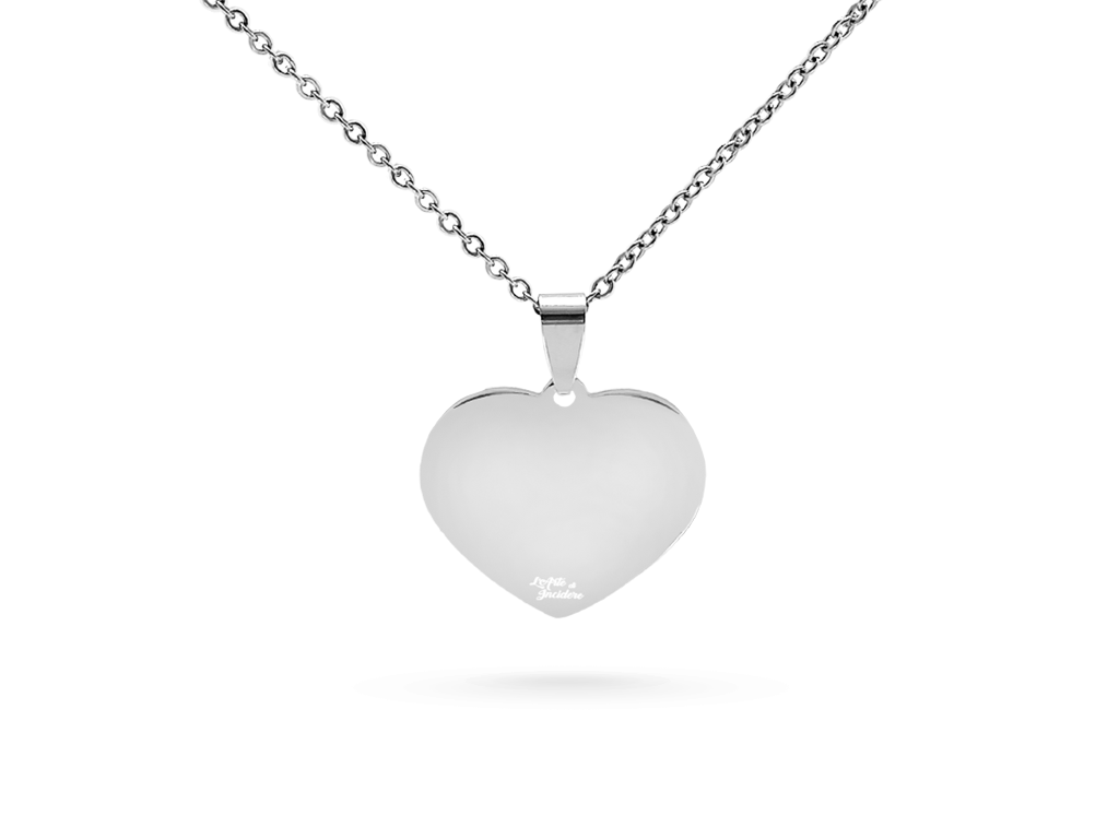 Collana donna con cuore medio argentato incisione personalizzata 1 maglia forzatina