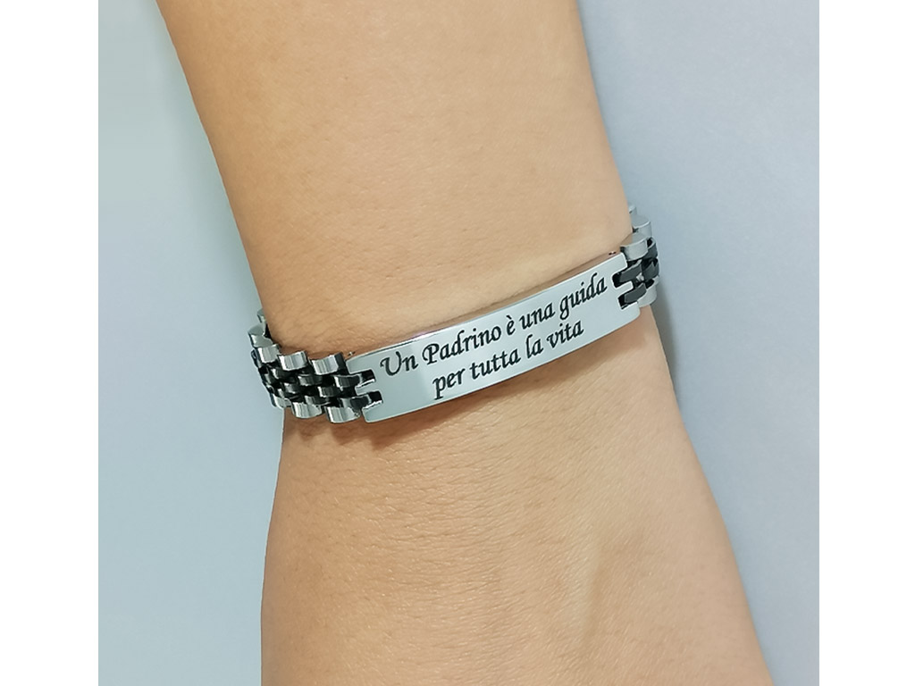 Bracciale Padrino battesimo incisione personalizzata con Dedica