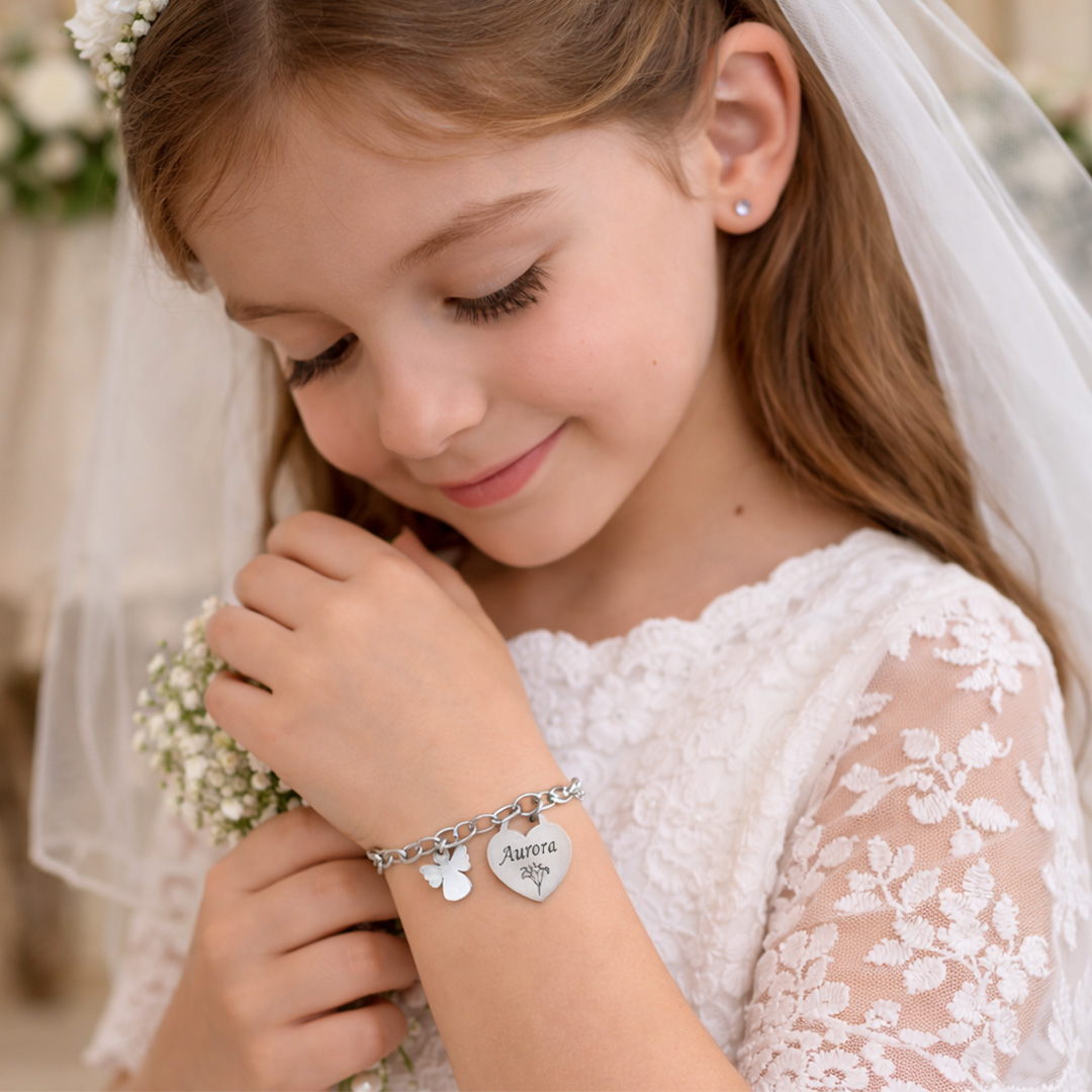 Bracciale Prima Comunione Bambina Personalizzato Inciso