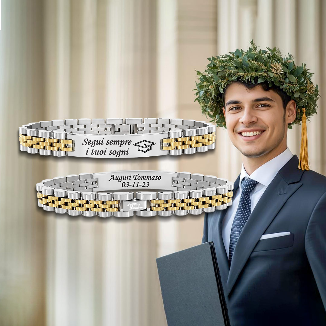 Bracciale per Laurea Uomo Jubilee Personalizzato con Incisione