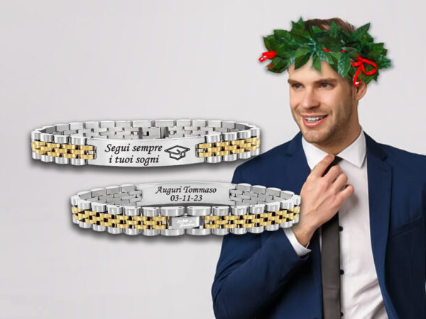 Bracciale per Laurea Uomo Jubilee con Incisione Personalizzata
