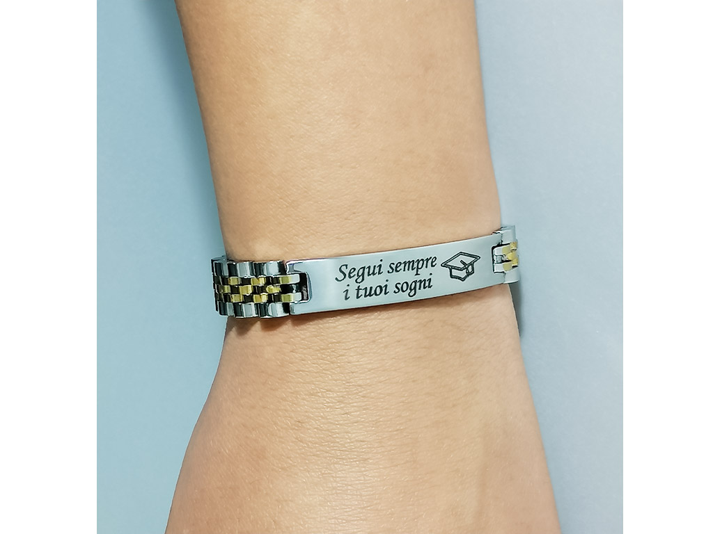 Bracciale per laurea uomo Jubilee Incisione personalizzata con dedica Bracciale per laurea uomo Jubilee Incisione personalizzata con dedica