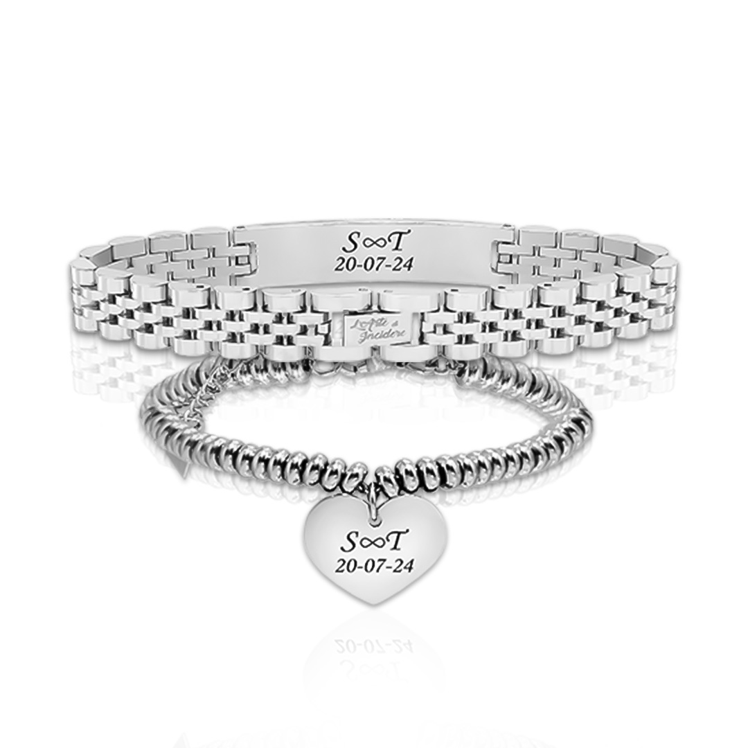 Bracciali Lui Lei Coppia con Incisione Personalizzata Retro
