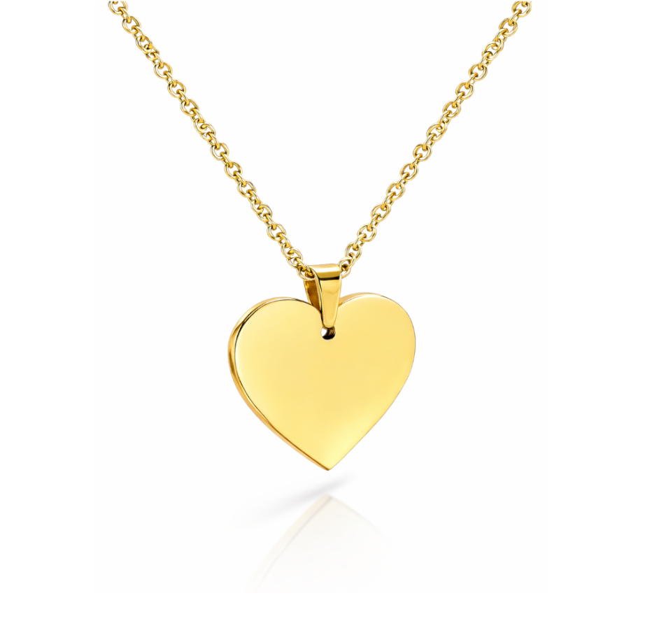 Collana Cuore Dorato Sagomato con Incisione Personalizzata