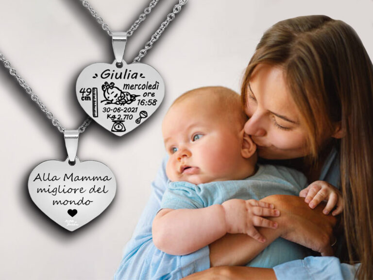 Collana Personalizzata Con Impronta Supcare - Ciondolo Con Foto O Scritta, Acciaio Inox, Regalo Coppia - Foto 3
