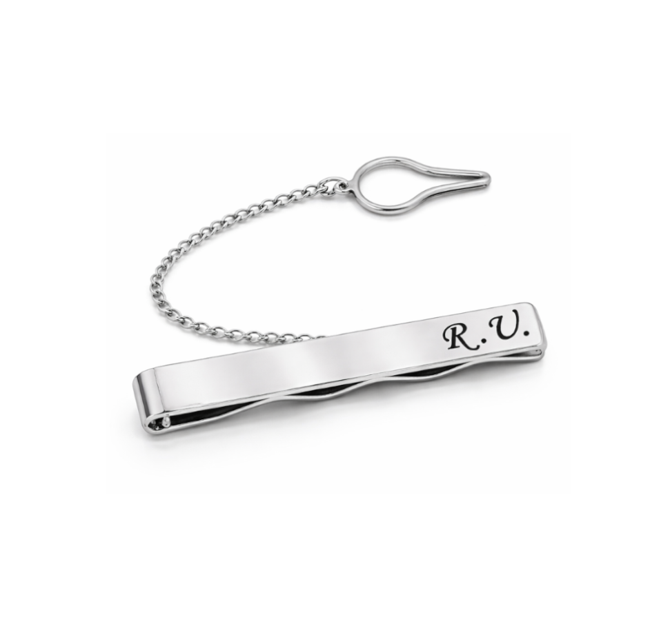 Fermacravatta con Iniziali Argentato Incisione Personalizzata