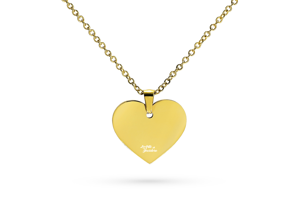 Collana cuore dorato sagomato incisione personalizzata 1 maglia forzatina