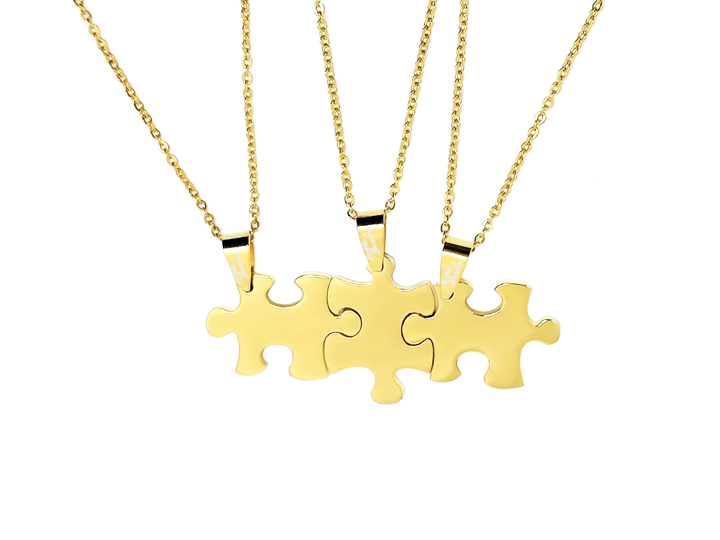 Collana Puzzle 3 dorati incisione personalizzata