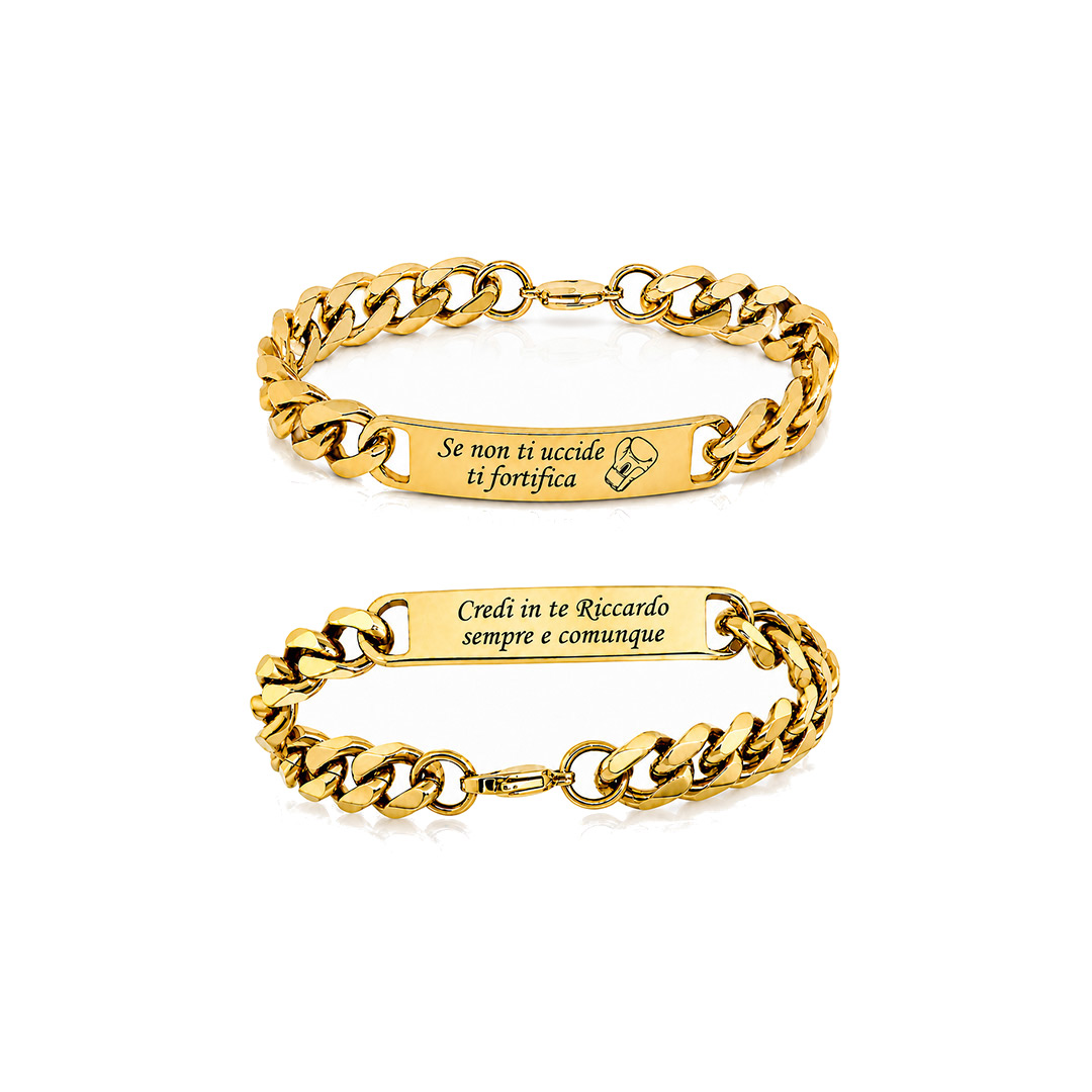 Bracciale Uomo con Dedica Grumetta Dorato Personalizzato