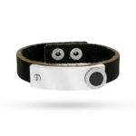 Bracciale Uomo in Pelle con Incisione su Placca in Acciaio