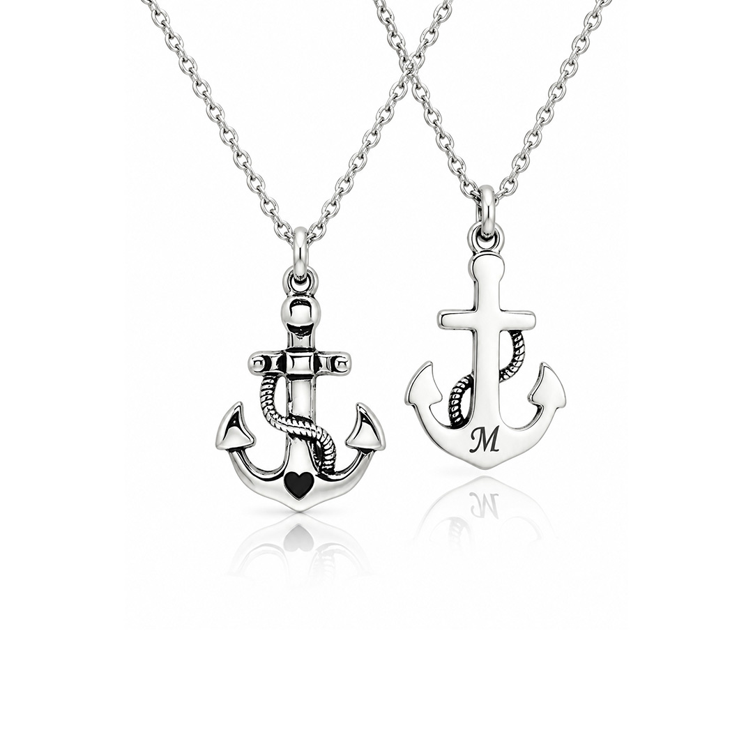 Collana Ancora Con Iniziali Per Uomo e Donna Personalizzata