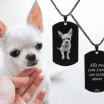Collana Piastrina Nera con Foto e Dedica Personalizzata
