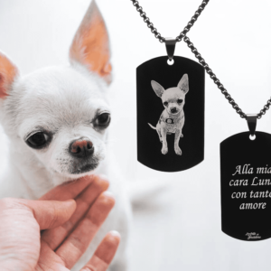 Collana Piastrina Nera con Foto e Dedica Personalizzata