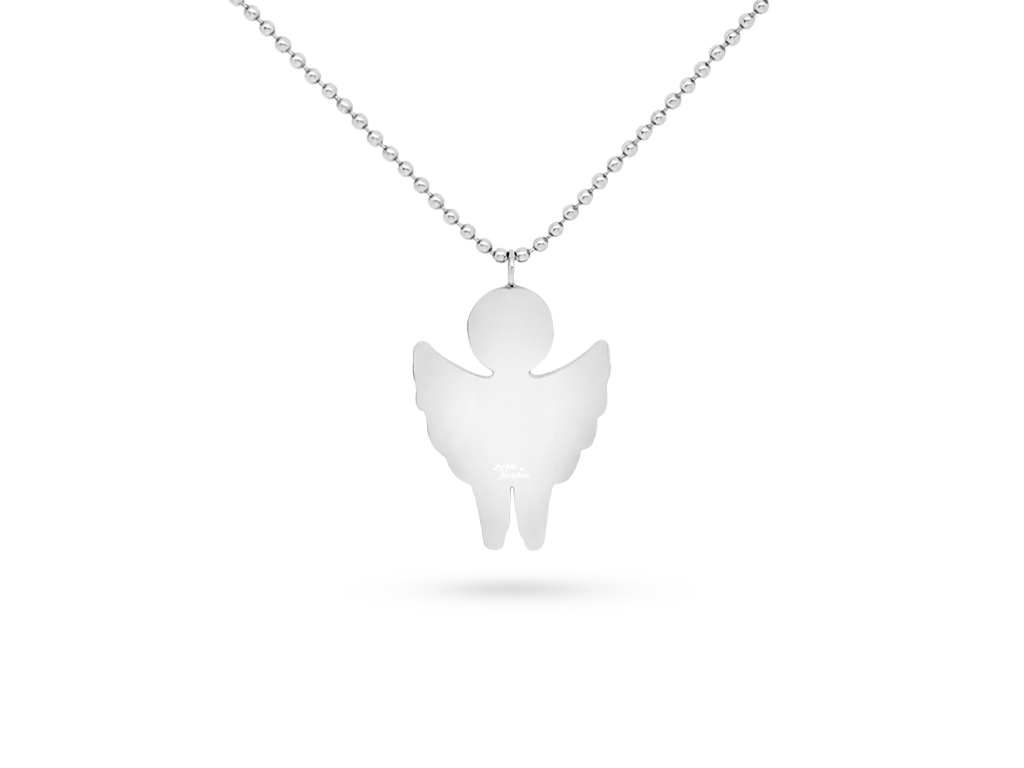 Collana con angioletto con ali dorate Incisione Personalizzata 1 per lato retro