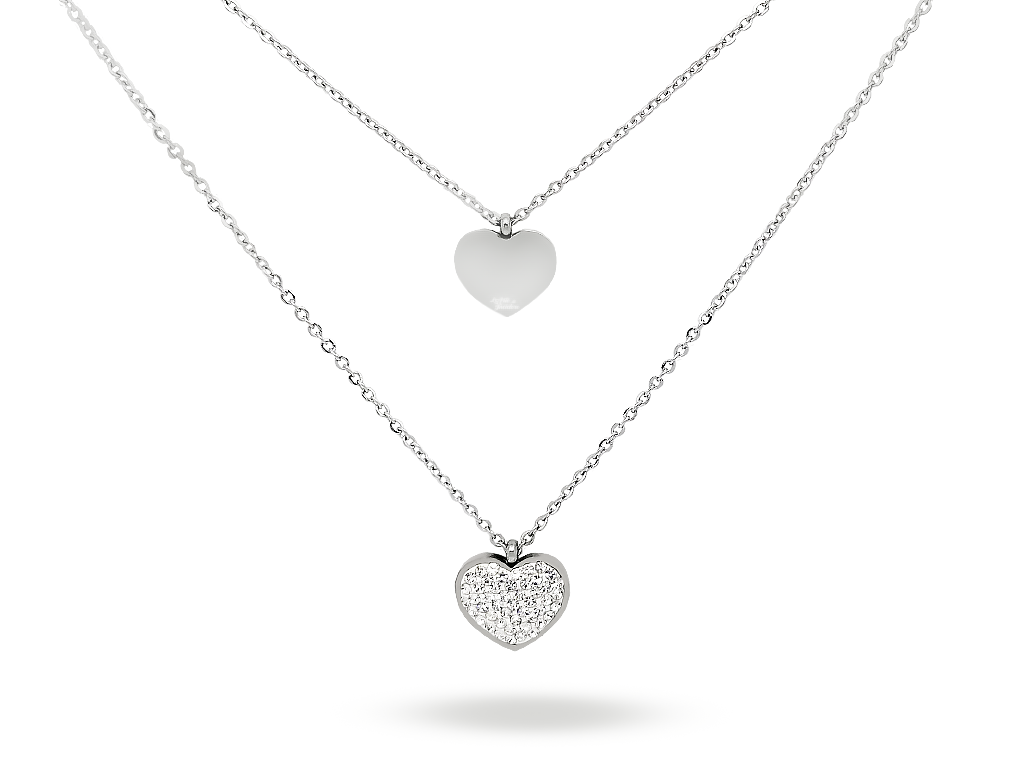 Collana doppio cuore donna a 2 fili incisione personalizzata