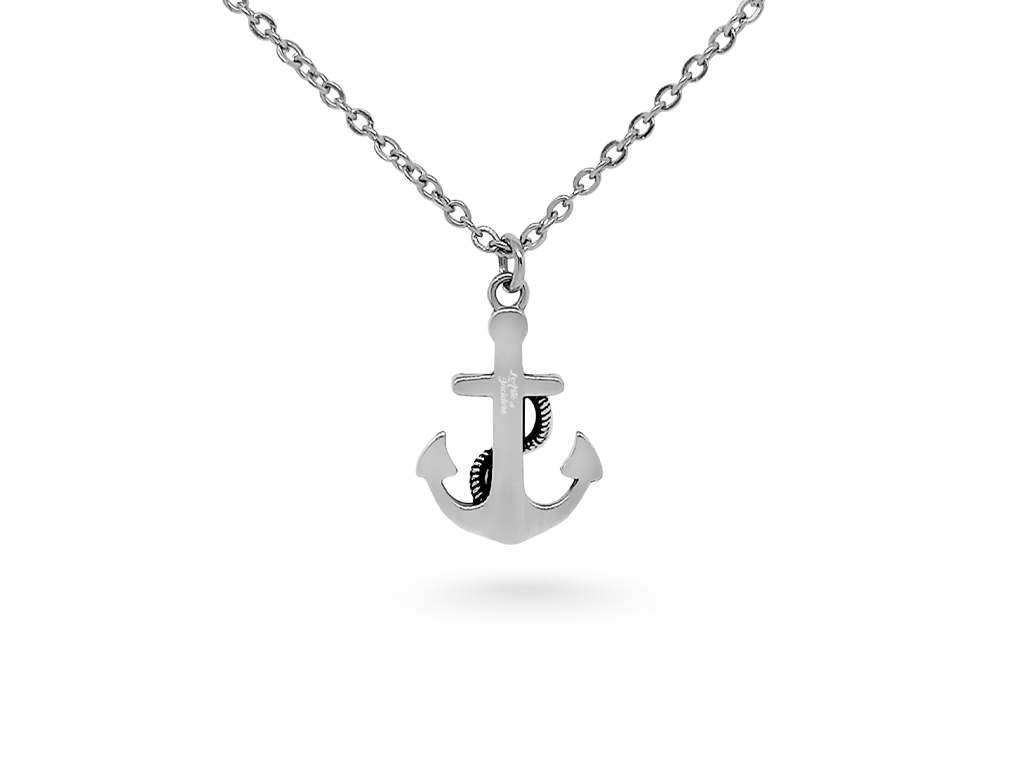 Collana Ancora acciaio incisione personalizzata 1 maglia forzatina.