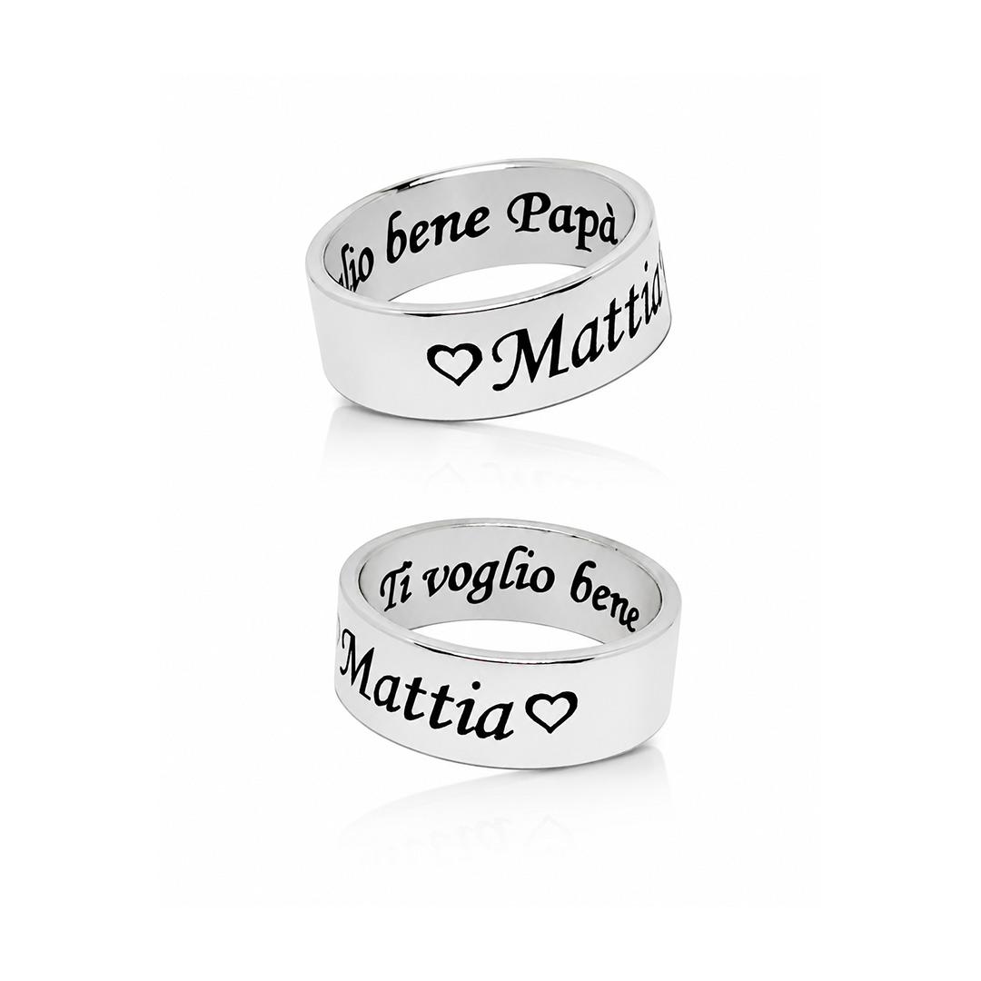 Anello per Papà Fascia 8 Piatto Personalizzato