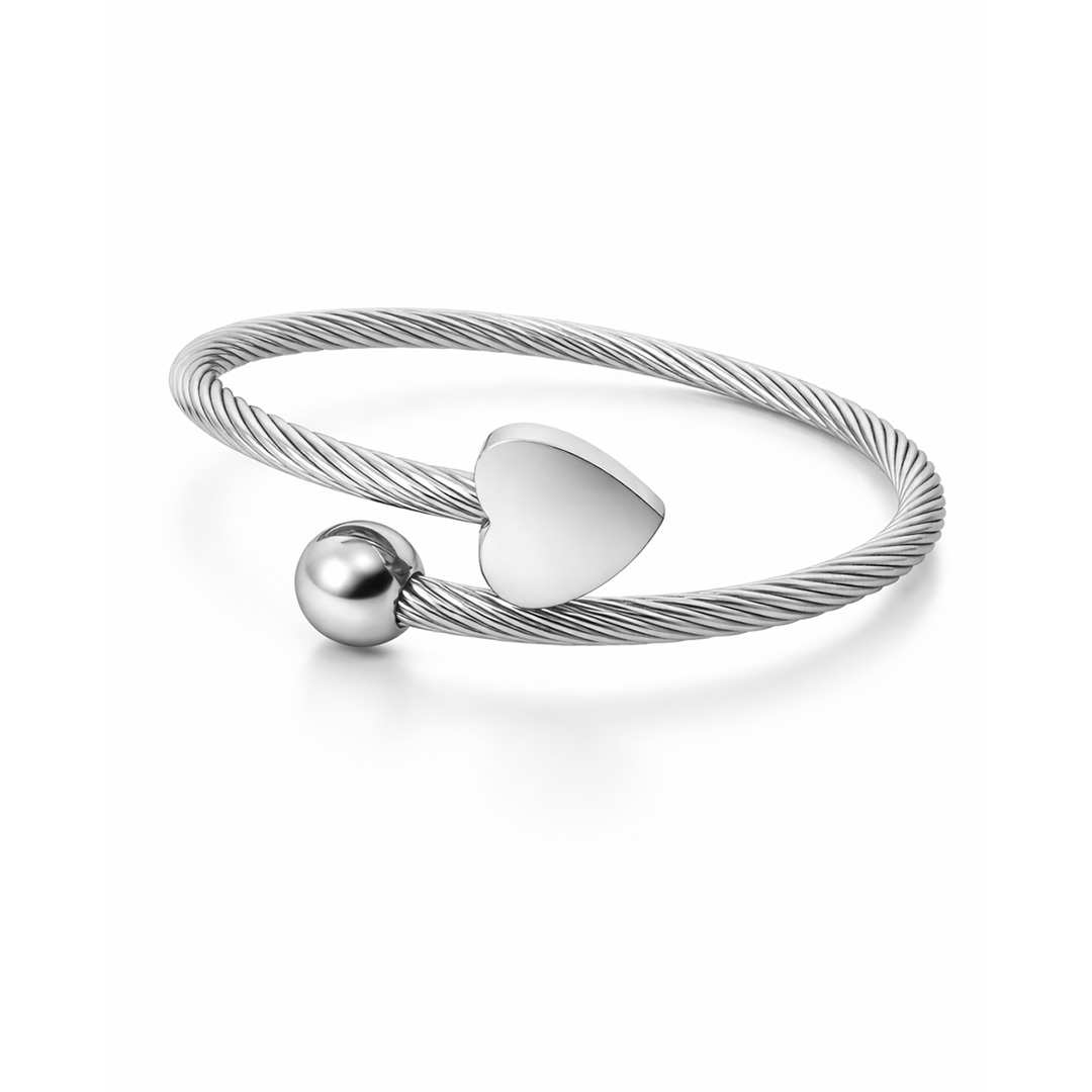 Bracciale Donna Semirigido a Cuore con Incisione Personalizzata