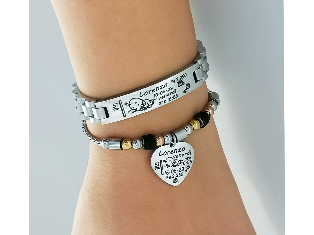 Bracciale Nascita per Mamma e Papà personalizzato