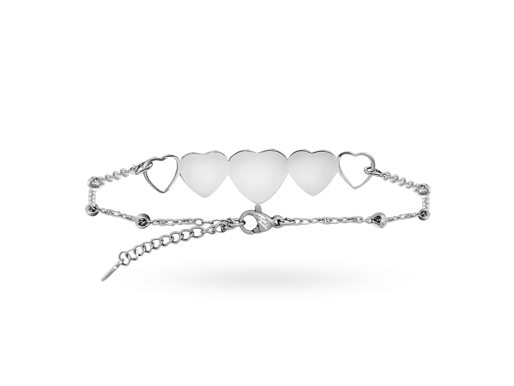 Bracciale per donna con cuoricini 1 con punti luce Incisione Personalizzata retro