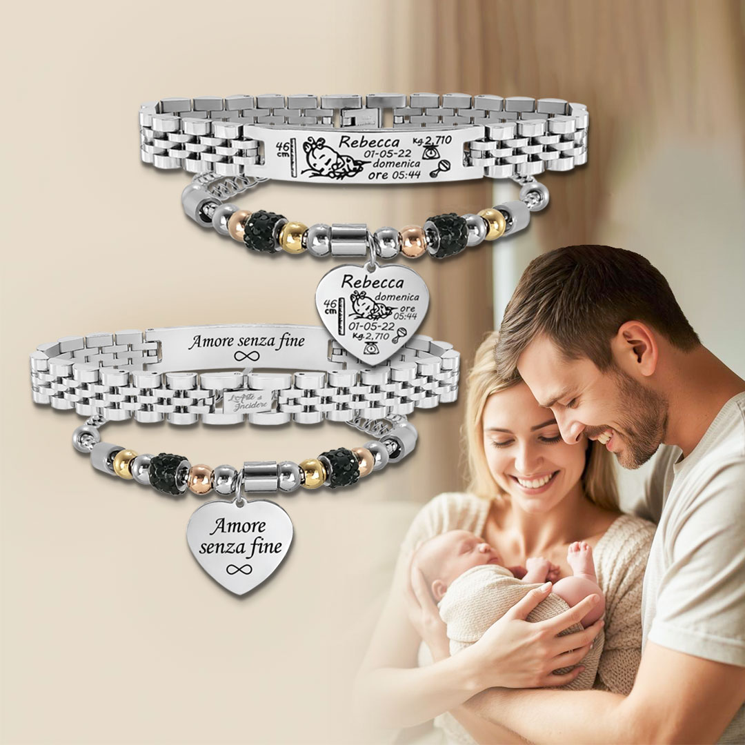 Bracciali Nascita per Mamma e Papà Personalizzati con Incisione