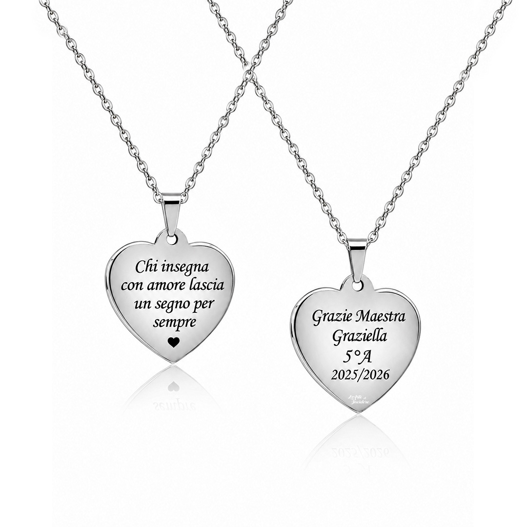 Collana Cuore per Maestra con Incisione Personalizzata