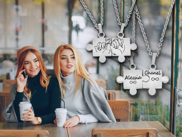 Collana Puzzle Migliori Amiche con Incisione Personalizzata Nomi