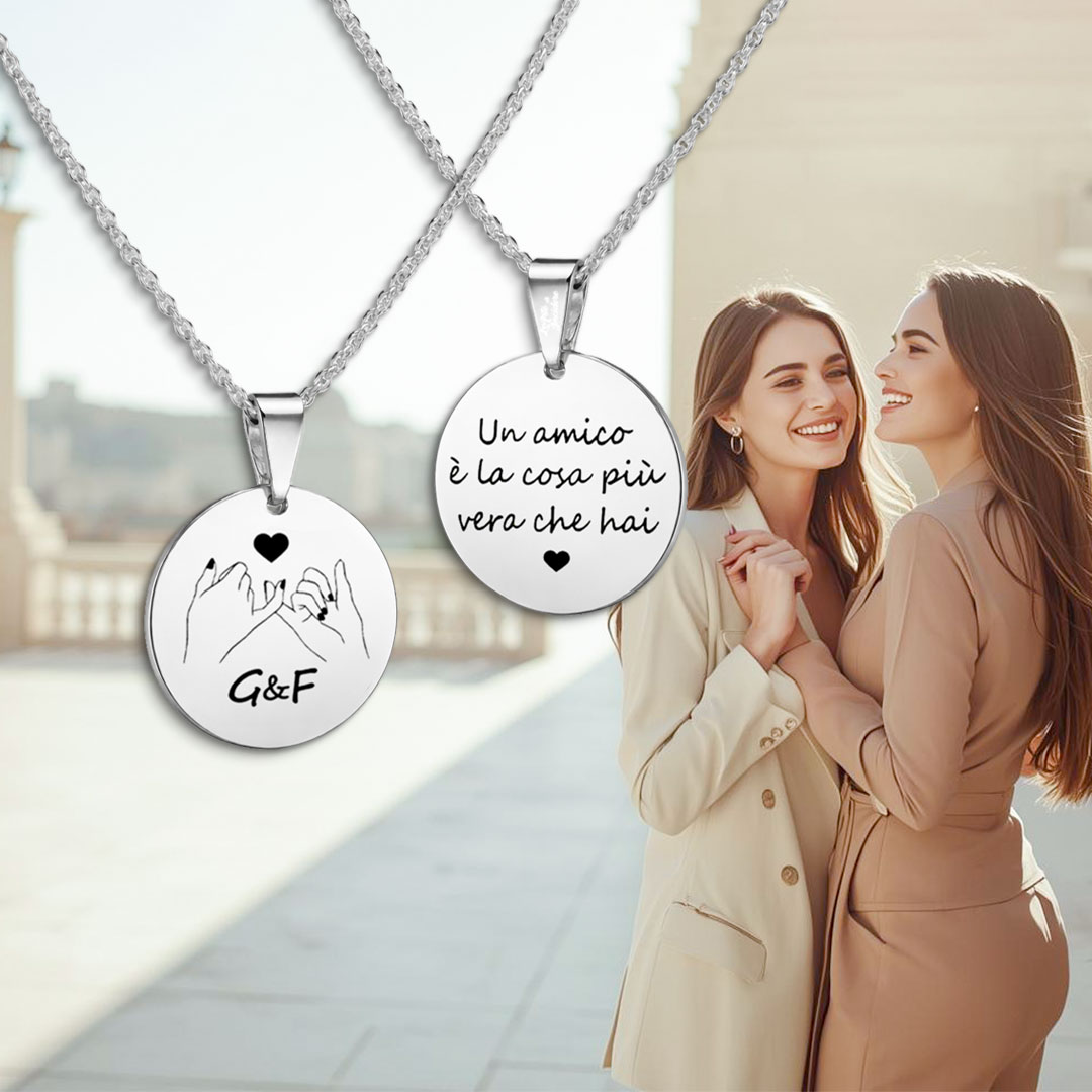 Collana Regalo Amica con Tondo Personalizzato con Incisione