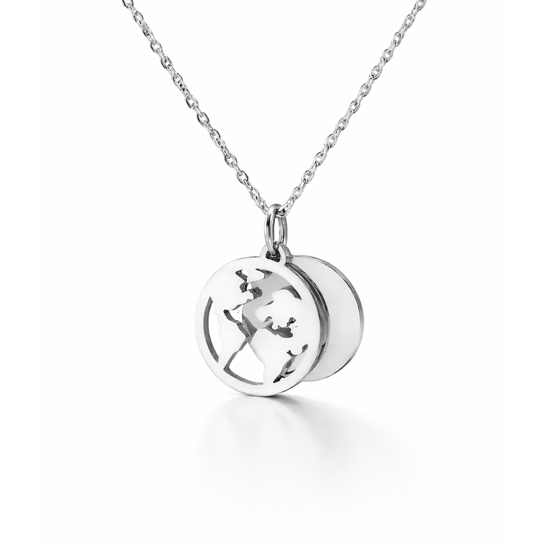 Collana con Ciondolo Mondo Incisione Personalizzata