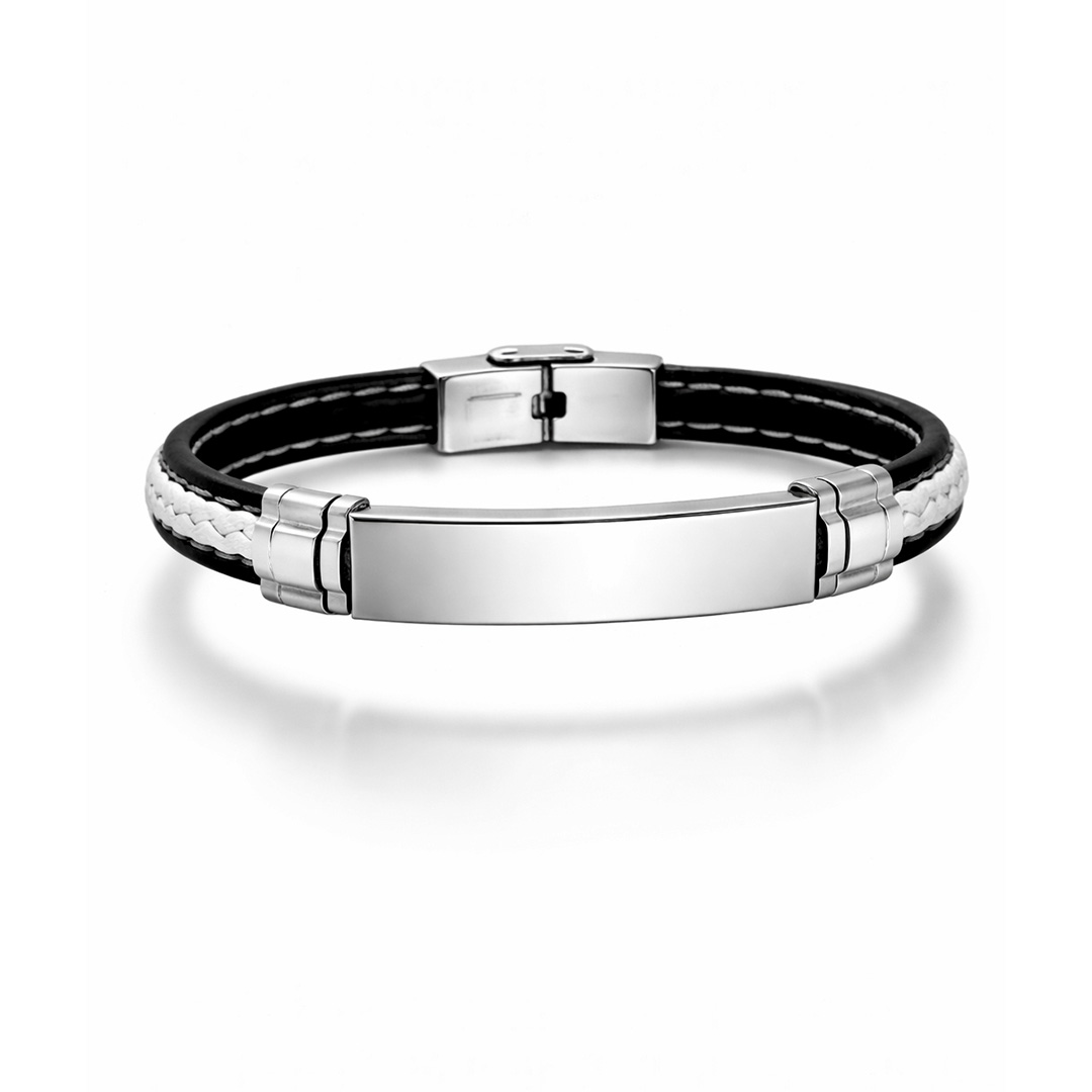 Bracciale Bianco Nero in Ecopelle Personalizzato