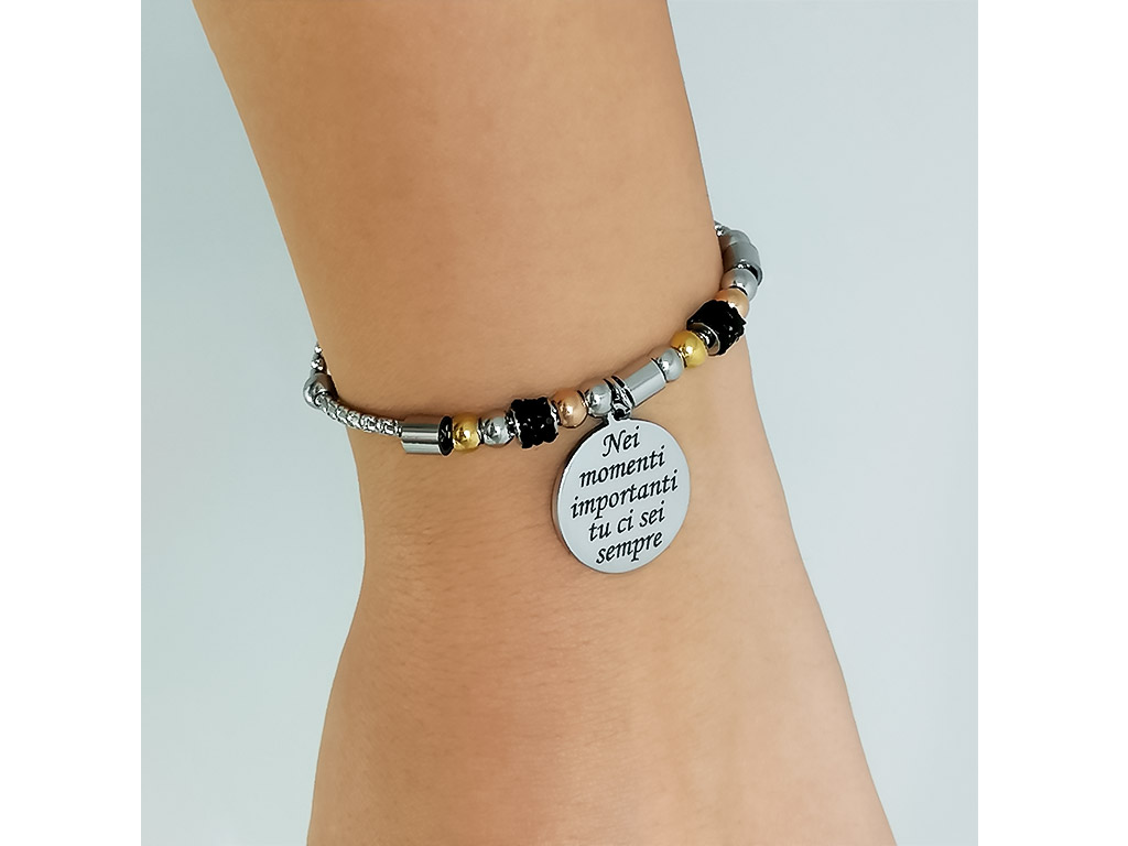 Bracciale per testimone di nozze donna con incisione personalizzata dedica