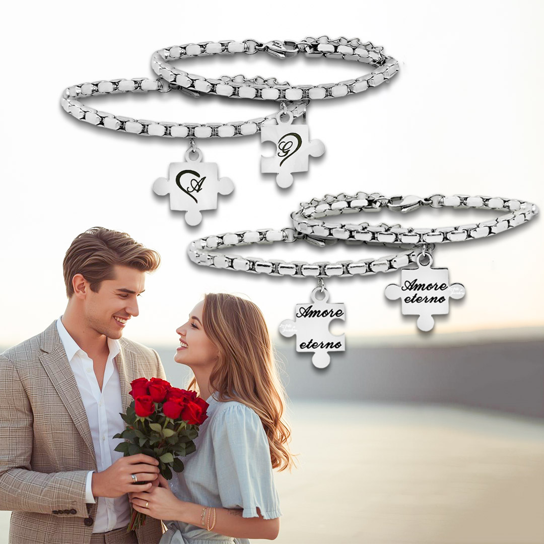 Bracciali Puzzle Coppia Con Dedica Incisione Personalizzata
