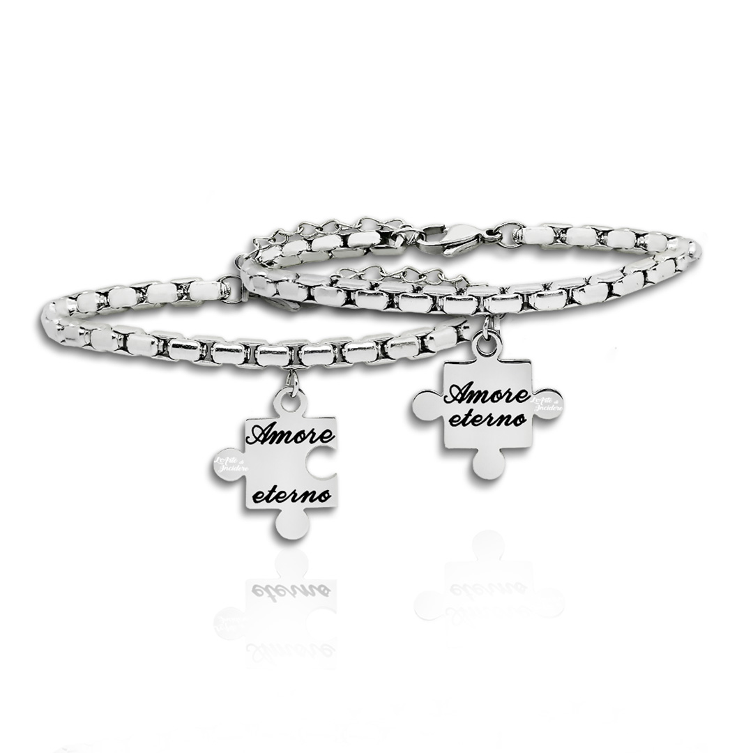 Bracciali Puzzle Coppia Con Dedica Personalizzata Retro