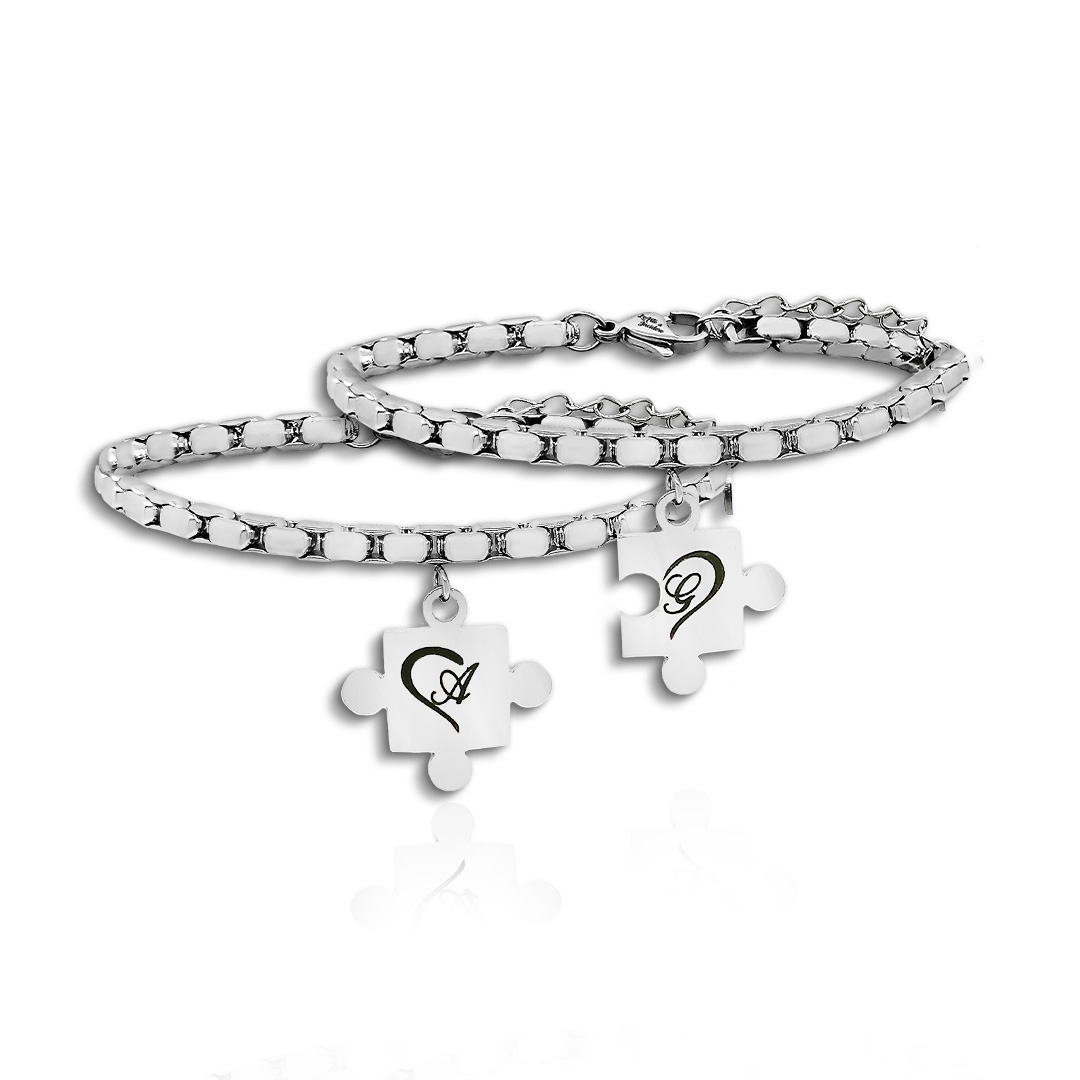 Bracciali Puzzle Coppia Con Dedica Personalizzata