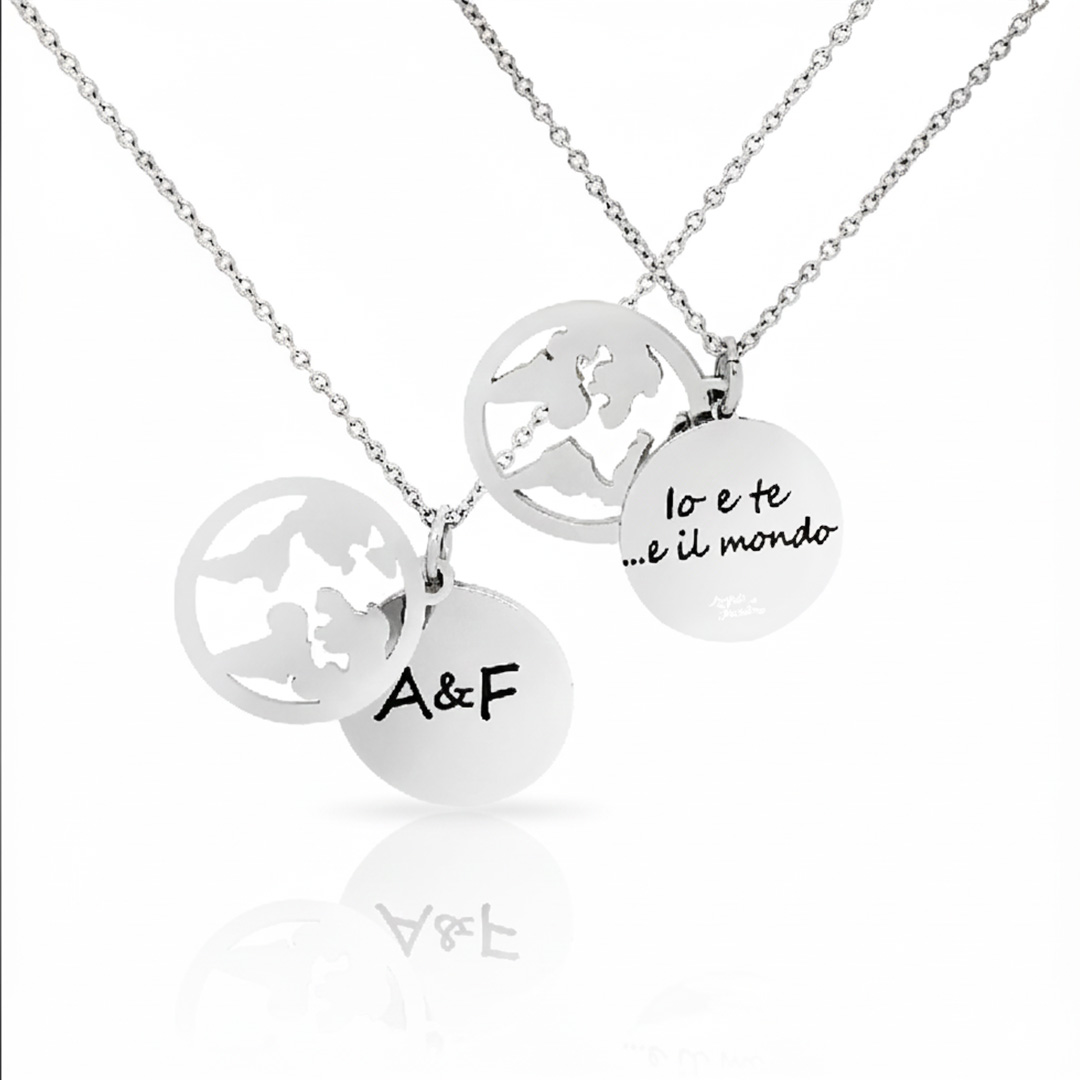 Collana Mondo Personalizzata con Doppio Ciondolo