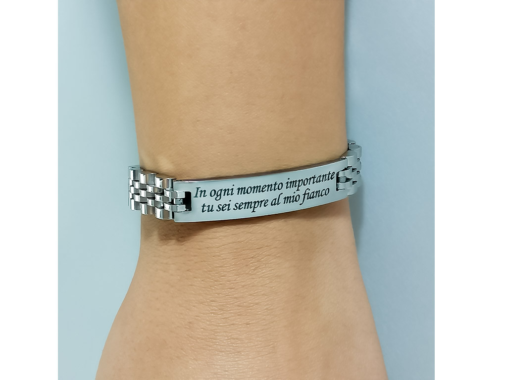 Bracciale uomo testimone nozze Incisione personalizzata con dedica e un nome