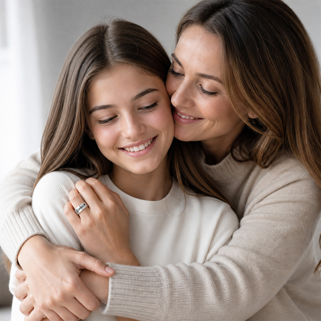 Anello Regalo per Figlia con Incisione Personalizzata Indossato