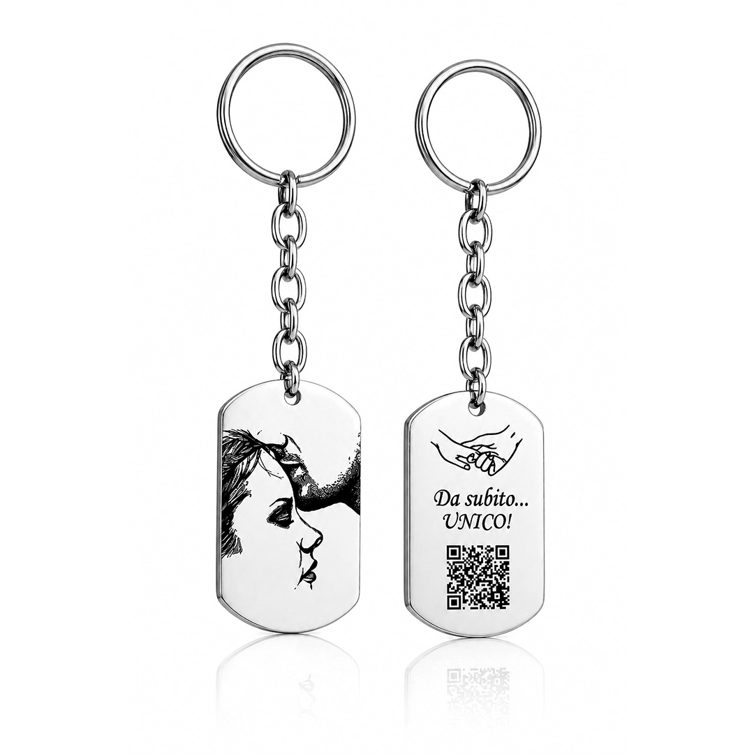 Portachiavi Piastrina per Lui con QR Code Personalizzato