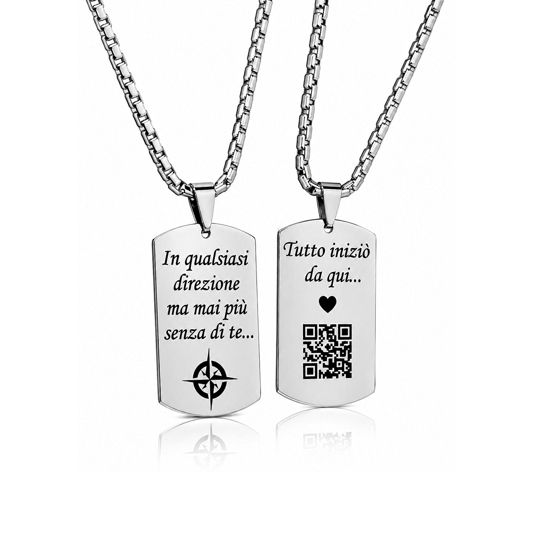 Collana Piastrina Uomo in Acciaio Personalizzata con QR Code