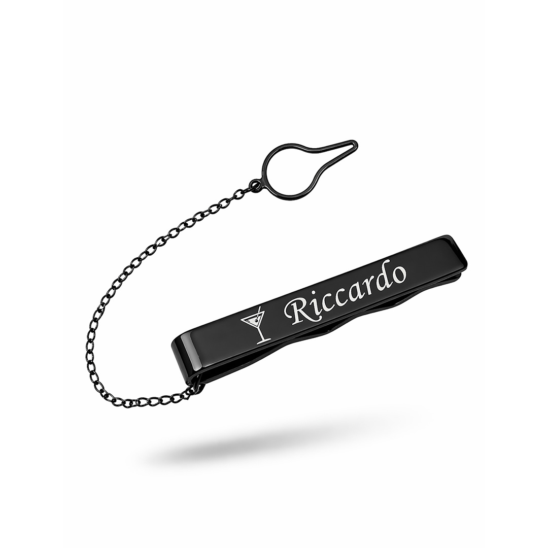 Fermacravatta Personalizzato Nero con Incisione