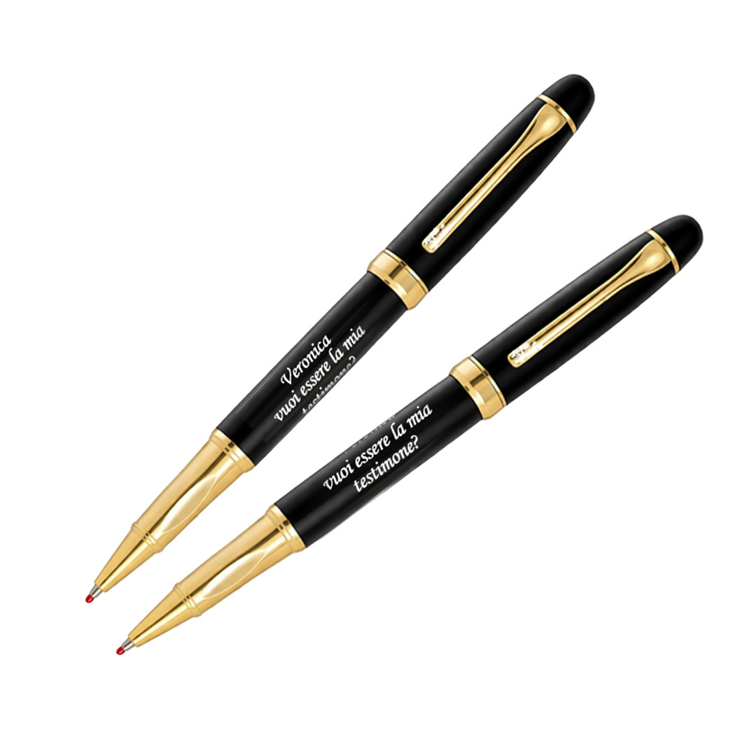 Penna Regalo Testimone Roller Nera Lucida Personalizzata
