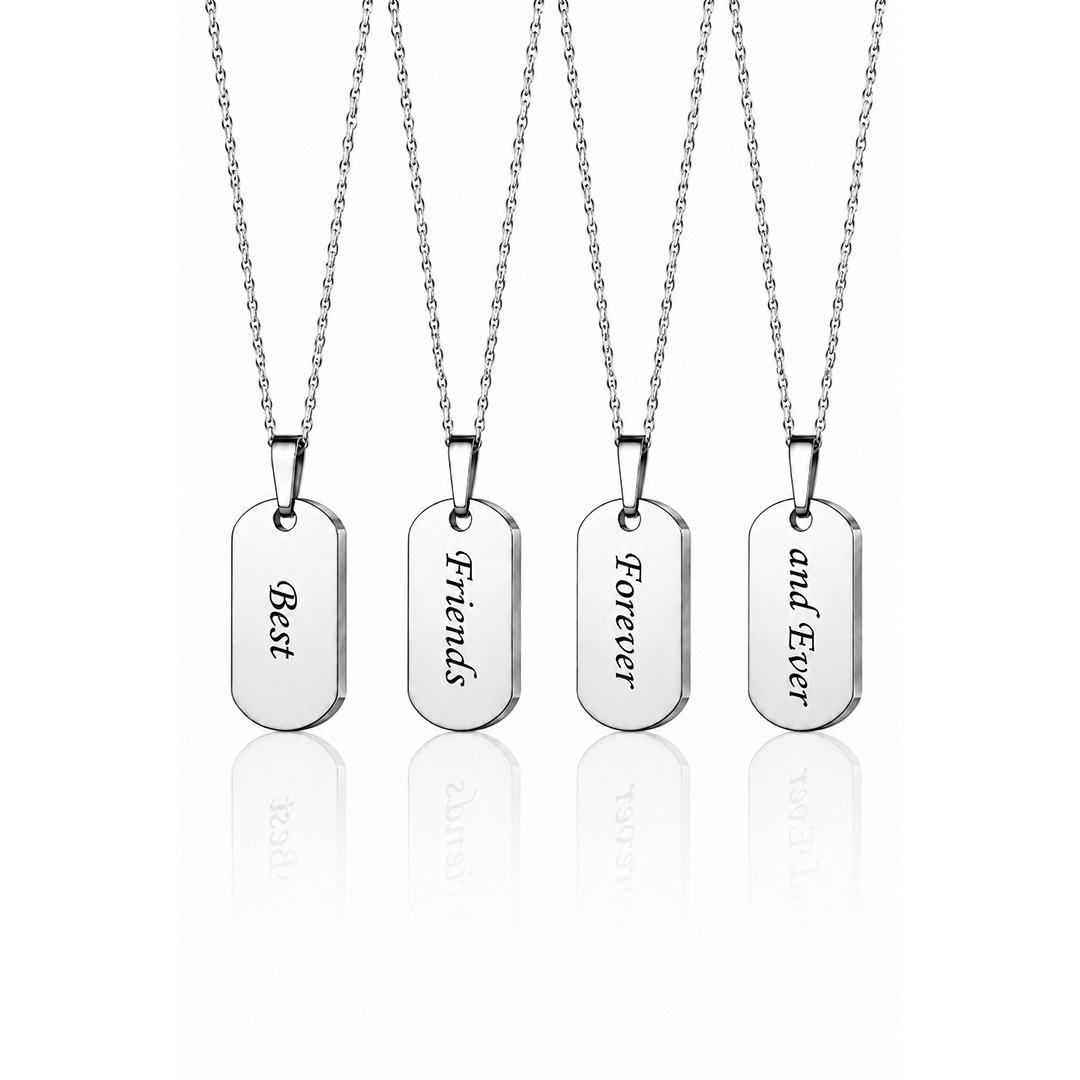 Set 4 Collane per Migliori Amiche con Incisione Personalizzata Retro Set 4 Collane per Migliori Amiche con Incisione Personalizzata Retro