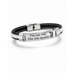 Bracciale Tifoso Bianco Nero con Incisione Personalizzata